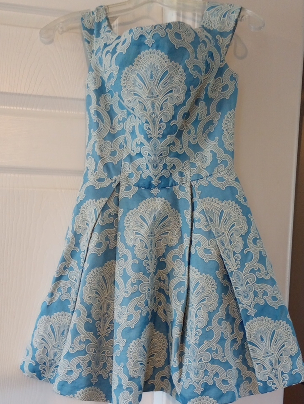 Topshop Blue Dress with Cream Lace Motif - Girls' Formal Dress